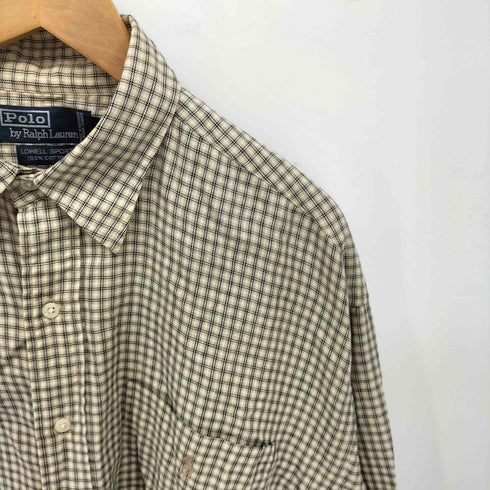 ポロバイラルフローレン Polo by RALPH LAUREN LOWELL SPORT 同色ポニー 刺繍 タータンチェック柄 長袖 シャツ メンズ import:L