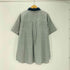 VJ WOMAN 90-00S OLD インド綿 ヘム デニム マルチポケット フラワー 刺繍 ヒッコリー ストライプ オーバーサイズ S/S シャツ レディース 22W