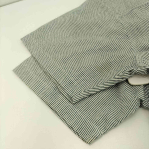 VJ WOMAN 90-00S OLD インド綿 ヘム デニム マルチポケット フラワー 刺繍 ヒッコリー ストライプ オーバーサイズ S/S シャツ レディース 22W