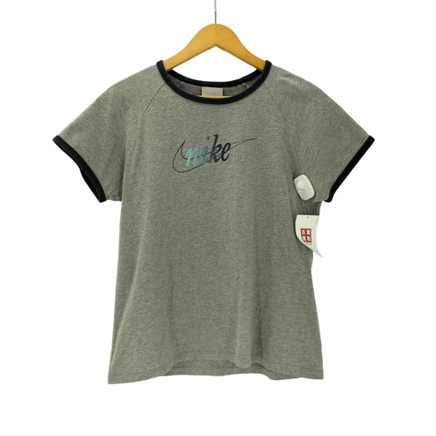 ナイキ NIKE 00S グレータグ ラメ スウッシュ ロゴ S/S リンガー ラグラン クロップド Tシャツ レディース import:XL