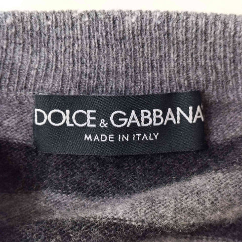 ドルチェアンドガッバーナ DOLCE&GABBANA ボーダー ハウンドトゥース チェック 切り替え Vネック ニット レディース EUR:46