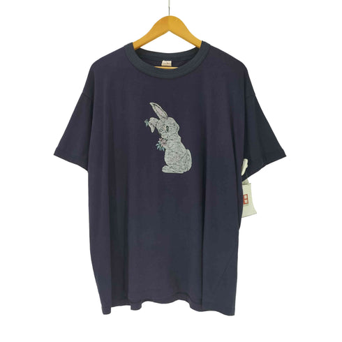80-90S ボディ USA製 US キャラクター ラビット プリント S/S ボックス Tシャツ 裾シングル 短丈 メンズ 3X
