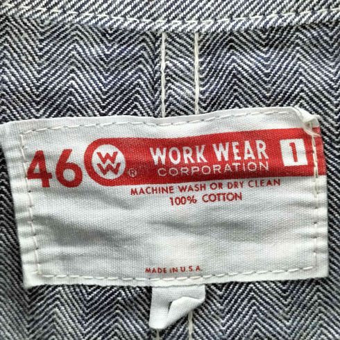 WORK WEAR ワークウェア 60-70S USA製 ヘリボーン ツナギ メンズ L