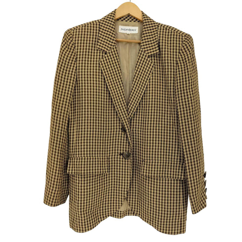 イヴサンローラン Yves Saint Laurent チェック 2B テーラード ジャケット レディース FR:38