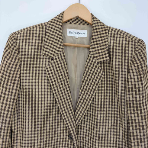 イヴサンローラン Yves Saint Laurent チェック 2B テーラード ジャケット レディース FR:38