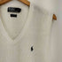 ポロバイラルフローレン Polo by RALPH LAUREN 90-00s リネンコットン ポニー刺繍 Vネック ニットベスト メンズ import:S