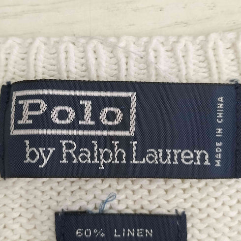 ポロバイラルフローレン Polo by RALPH LAUREN 90-00s リネンコットン ポニー刺繍 Vネック ニットベスト メンズ import:S