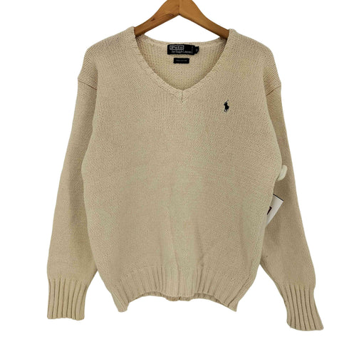 ポロバイラルフローレン Polo by RALPH LAUREN 90-00s コットン ポニー刺繍 Vネック 長袖ニット メンズ import:S
