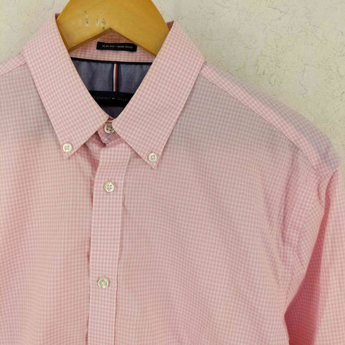 トミーヒルフィガー TOMMY HILFIGER SLIM FIT・NON IRON スリムフィット ノンアイロン コットン ボタンダウン ギンガムチェック 長袖 シャツ レディース 15 1/2