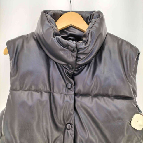 ザラ ZARA フェイクレザーパフベスト レディース import:M