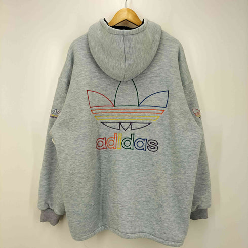 アディダス adidas 80-90S デサント製 ジップアップ ボアフード スウェット ジャケット メンズ JASPO O