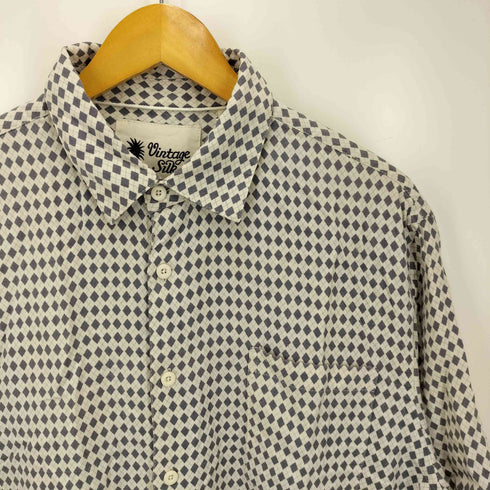 VINTAGE SILK 総柄 半袖 オープンカラー シャツ メンズ import:XL
