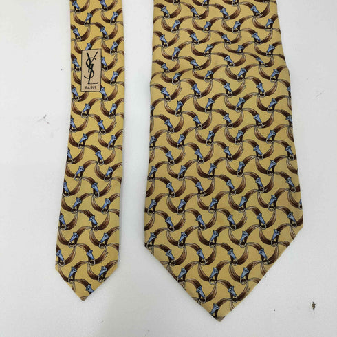 イヴサンローラン Yves Saint Laurent 総柄 シルクネクタイ メンズ