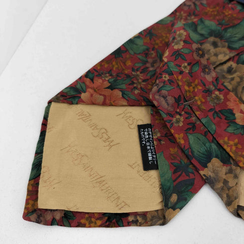 イヴサンローラン Yves Saint Laurent 花柄 シルクネクタイ メンズ