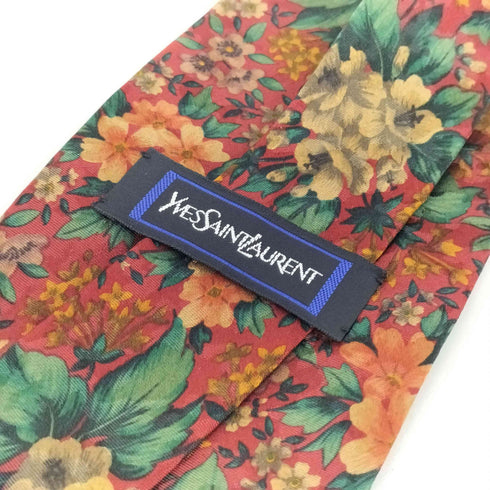 イヴサンローラン Yves Saint Laurent 花柄 シルクネクタイ メンズ