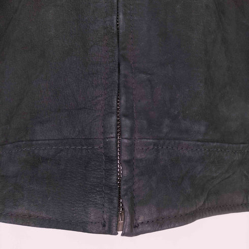 VERA PELLE 本革 MODA ITALIANA ワッペン 袖ライン ラムレザー レーシングジャケット メンズ