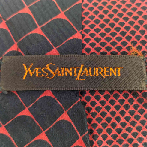イヴサンローラン Yves Saint Laurent 総柄 シルクネクタイ メンズ
