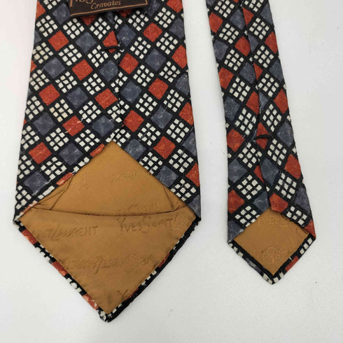 イヴサンローラン Yves Saint Laurent 総柄 シルクネクタイ メンズ