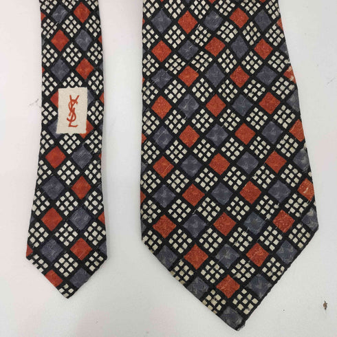 イヴサンローラン Yves Saint Laurent 総柄 シルクネクタイ メンズ