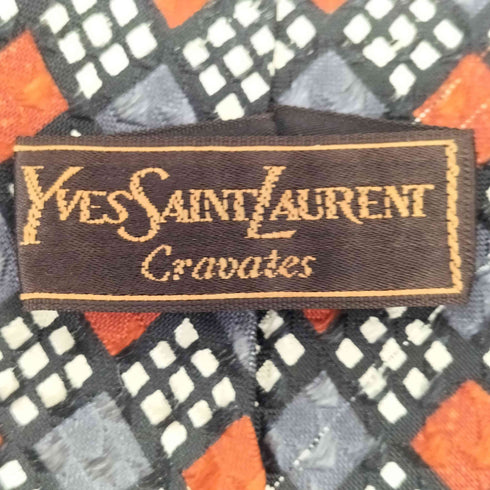 イヴサンローラン Yves Saint Laurent 総柄 シルクネクタイ メンズ