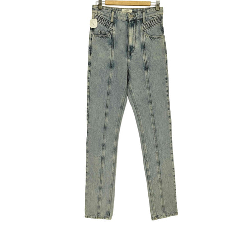 イザベルマランエトワール ISABEL MARANT ETOILE ライトウォッシュ ピンタック ハイライズ スリムレッグ デニム パンツ レディース 38