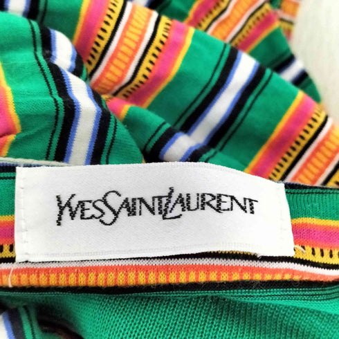 イヴサンローラン Yves Saint Laurent 肩パット付き マルチボーダーワンピース レディース M