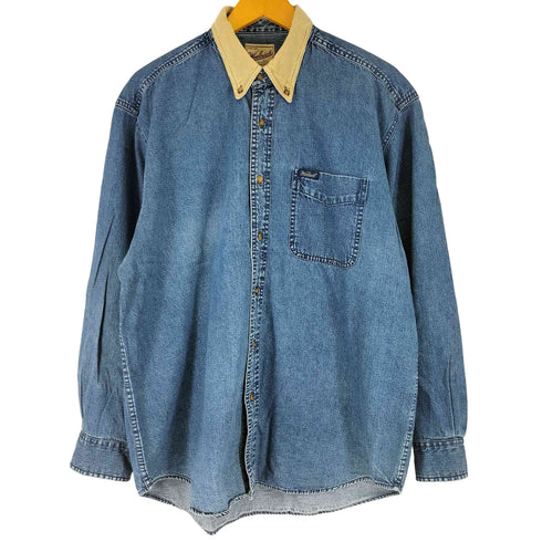 ウールリッチ WOOLRICH 90S 襟コーデュロイ ロングスリーブ BDデニムシャツ メンズ import:L