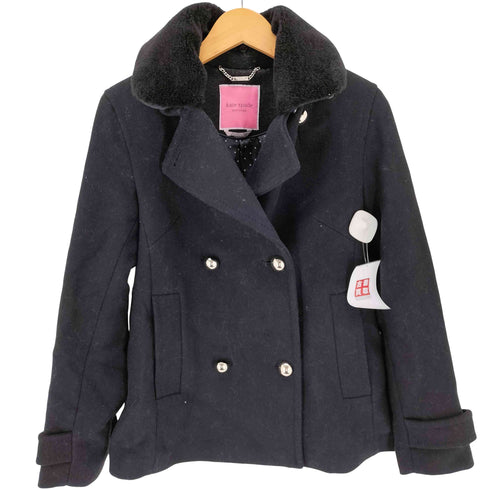 ケイトスペードニューヨーク kate spade NEW YORK ファーカラー ダブルブレストピーコート レディース XS