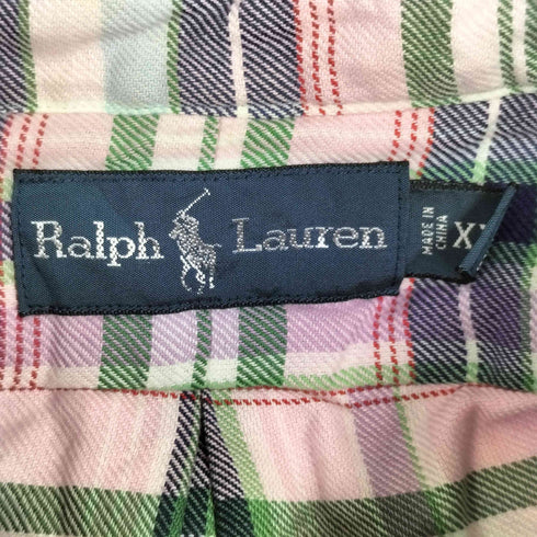 ラルフローレン RALPH LAUREN 90S チェック柄 BD シャツ メンズ import:XXL