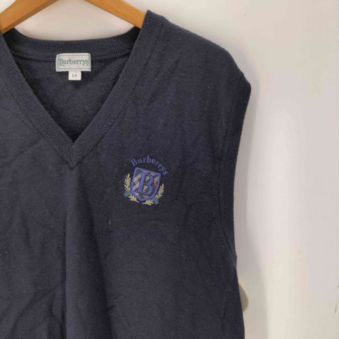 バーバリーズ BURBERRYS 刺繍ロゴ入り ウールVネックニットベスト メンズ LA