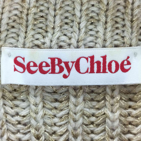 シーバイクロエ SEE BY CHLOE ゴールドミックスヤーン リブ編みニットセーター レディース