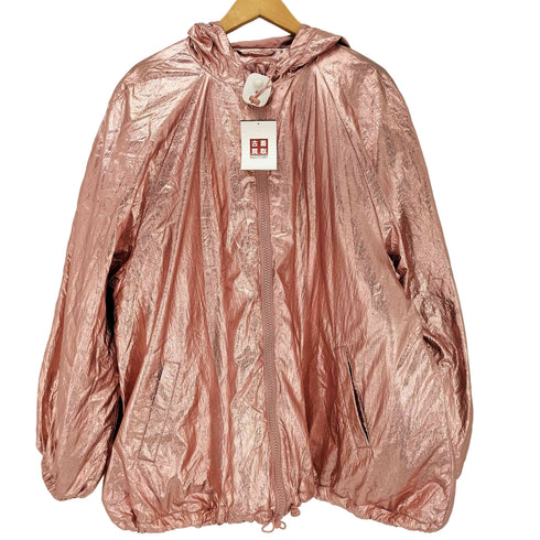 エイチアンドエム H&M 光沢ナイロンフーデッドブルゾン レディース