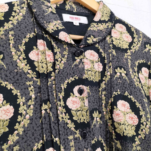 ピンクハウス PINK HOUSE 花柄 ショールカラー プリーツ ジャケット レディース JPN:L