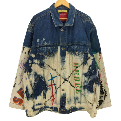 GAME OVER BANGKOK KARL NANI JEANS ブリーチ ペイント オーバーサイズ デニムジャケット B系 メンズ import:XL