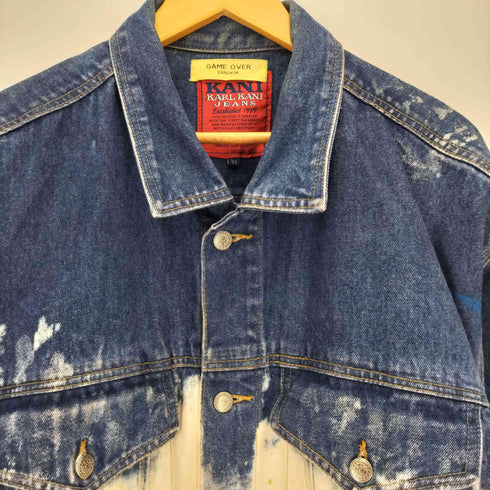 GAME OVER BANGKOK KARL NANI JEANS ブリーチ ペイント オーバーサイズ デニムジャケット B系 メンズ import:XL
