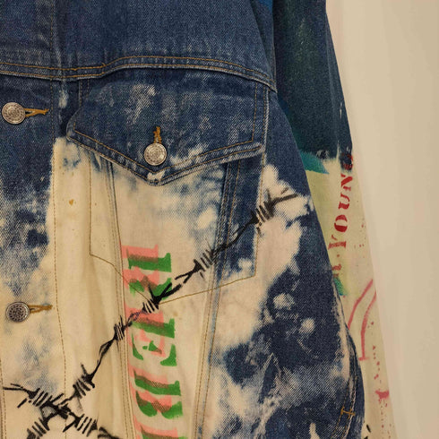 GAME OVER BANGKOK KARL NANI JEANS ブリーチ ペイント オーバーサイズ デニムジャケット B系 メンズ import:XL