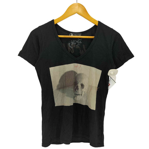 アンディウォーホルバイヒステリックグラマー andy warhol by HYSTERIC GLAMOUR スカル プリント Vネック 半袖 Tシャツ Y2K レディース FREE