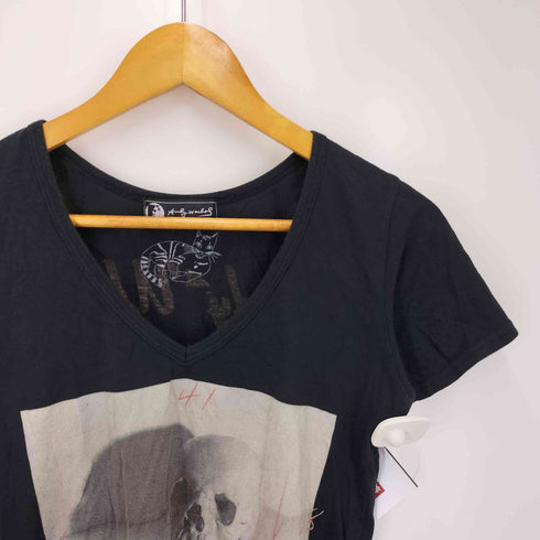 アンディウォーホルバイヒステリックグラマー andy warhol by HYSTERIC GLAMOUR スカル プリント Vネック 半袖 Tシャツ Y2K レディース FREE