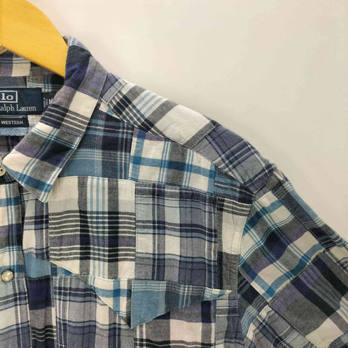 ポロバイラルフローレン Polo by RALPH LAUREN 90s RL WESTERN パッチワーク 半袖 シャツ チェック メンズ import:M
