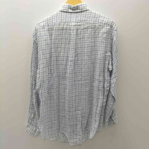 ラルフローレン RALPH LAUREN 90S BLAKE ブレイク ポニー 無し ボタンダウン 麻 リネン 100% チェック L/S シャツ メンズ import:S