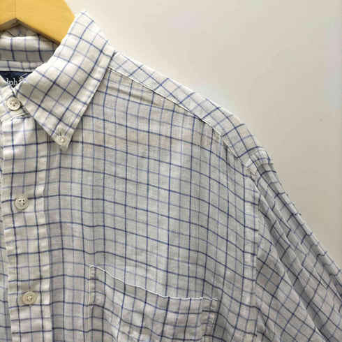 ラルフローレン RALPH LAUREN 90S BLAKE ブレイク ポニー 無し ボタンダウン 麻 リネン 100% チェック L/S シャツ メンズ import:S