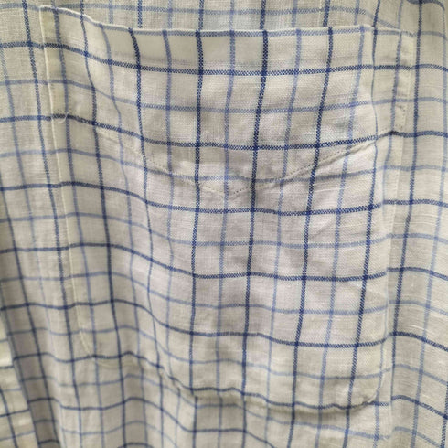 ラルフローレン RALPH LAUREN 90S BLAKE ブレイク ポニー 無し ボタンダウン 麻 リネン 100% チェック L/S シャツ メンズ import:S