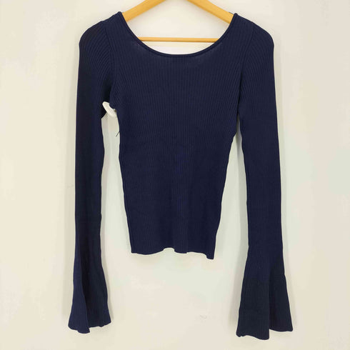 エイチビューティーアンドユースユナイテッドアローズ H BEAUTY & YOUTH UNITED ARROWS RAYON NYLON RIB FLARE SLEEVE PULLOVER レーヨン ナイロン リブ フレアスリーブ ニット レディース