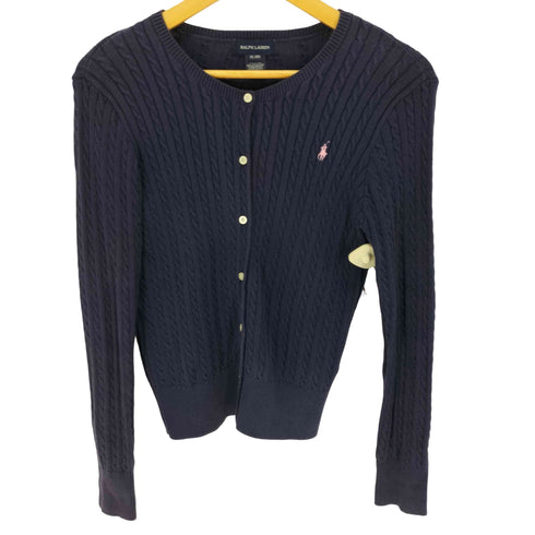 ラルフローレン RALPH LAUREN ケーブル編み クルーネック コットンニット カーディガン レディース XL /16