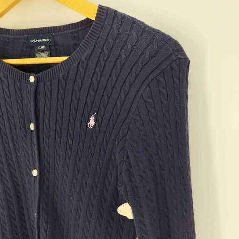 ラルフローレン RALPH LAUREN ケーブル編み クルーネック コットンニット カーディガン レディース XL /16