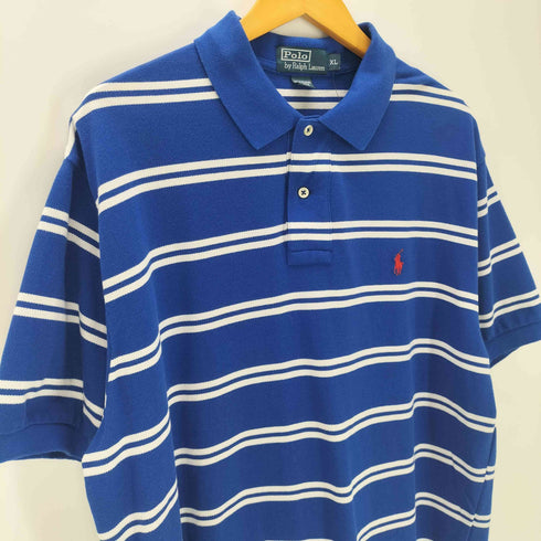 ポロバイラルフローレン Polo by RALPH LAUREN 90S ポニー 刺繍 ボーダー 半袖 ポロ シャツ メンズ import:XL