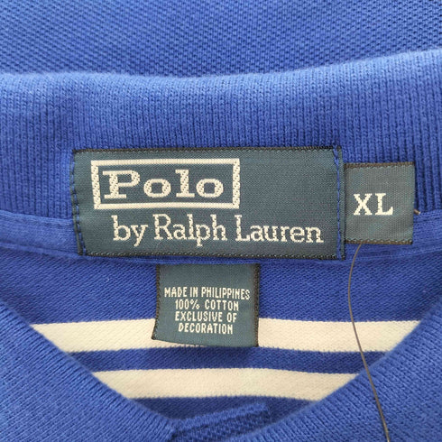 ポロバイラルフローレン Polo by RALPH LAUREN 90S ポニー 刺繍 ボーダー 半袖 ポロ シャツ メンズ import:XL
