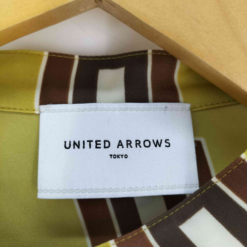 ユナイテッドアローズ UNITED ARROWS 幾何学 サテン バンドカラー ブラウス レディース
