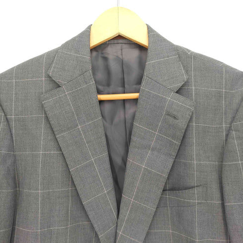 ユニバーサルランゲージ UNIVERSAL LANGUAGE Micro Fiber Spun EASY STRETCH MESURE'S ウール 2B チェック テーラードジャケット メンズ 46-4D