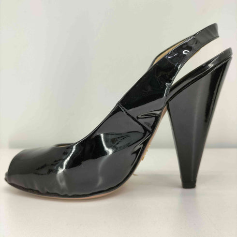 プラダ PRADA オープントゥ ハイヒール エナメル パンプス レディース 36 1/2